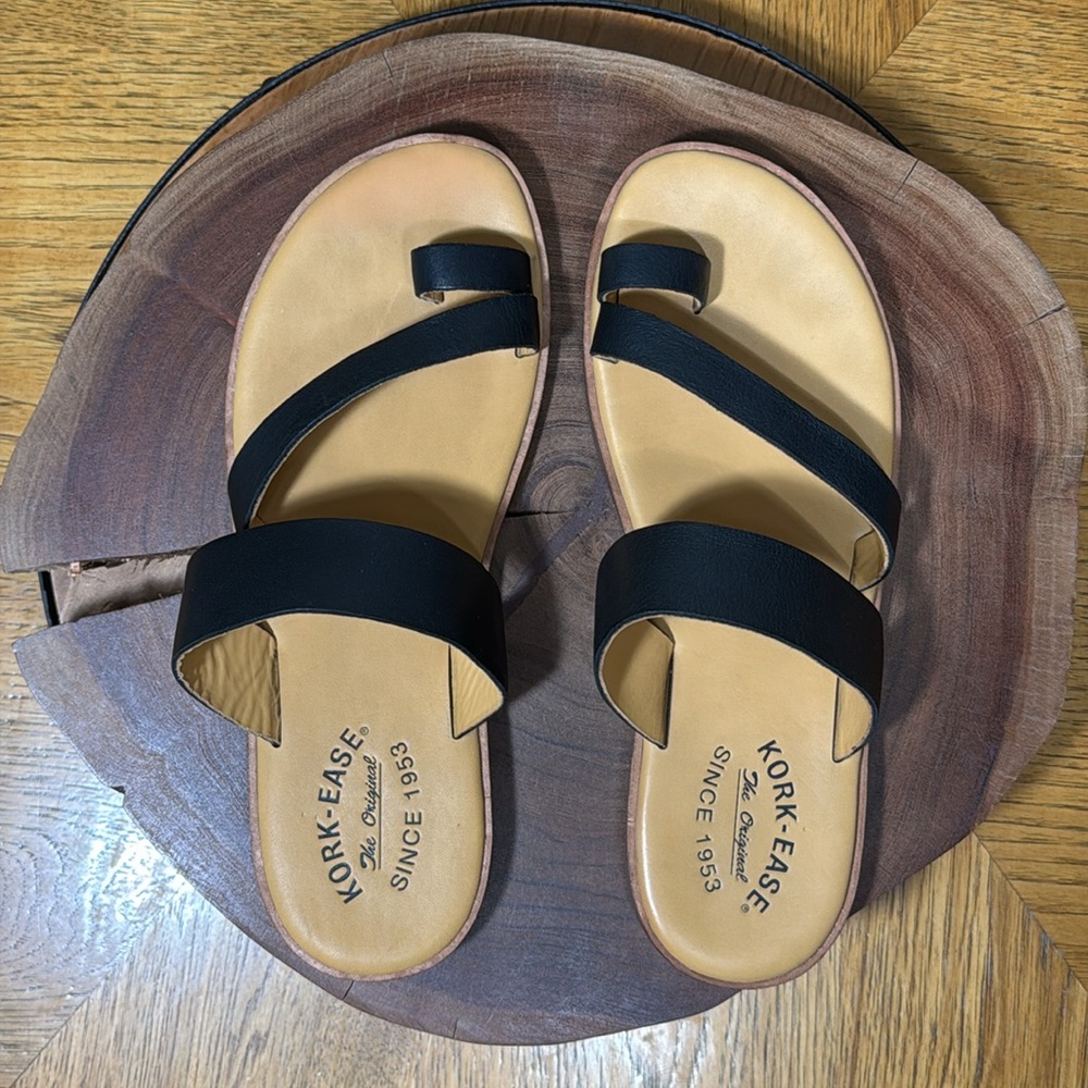 HTF KORK EASE 3 STRAP LEATHER SLIP ON SANDALS - Picture 2 of 14